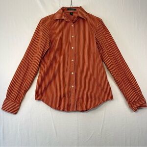 Women Lauren Ralph Lauren orange striped medium button up